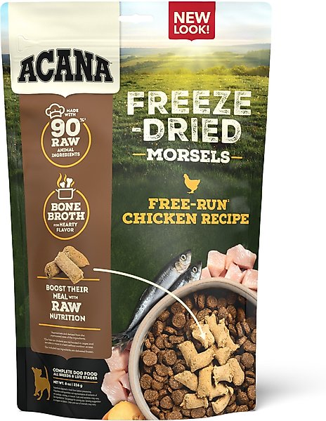 Show full view: ACANA Free-Run Chicken Morsels Grain-Free High-Protein Freeze-Dried Dog Food & Topper, 8-oz bag slide 1 of 11