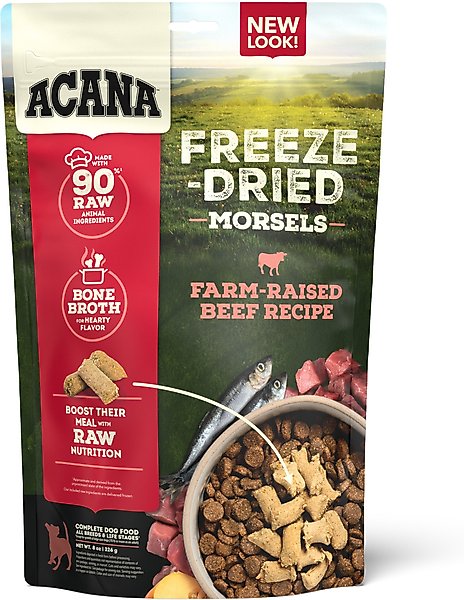 Show full view: ACANA Ranch-Raised Beef Morsels Grain-Free High-Protein Freeze-Dried Dog Food & Topper, 8-oz bag slide 1 of 12