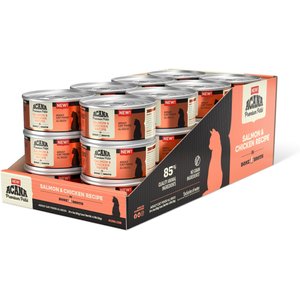 ACANA Premium Salmon & Chicken in Bone Broth Pate Wet Cat Food, 3-oz can, case of 24