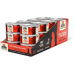 ACANA Premium Beef Chicken & Tuna in Bone Broth Pate Wet Cat Food, 3-oz can, case of 24