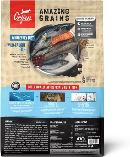 ORIJEN Amazing Grains Six Fish High-Protein Dry Dog Food