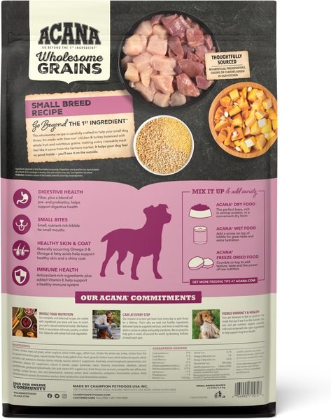ACANA Wholesome Grains Small Breed Real Chicken Eggs & Turkey Dry Dog Food