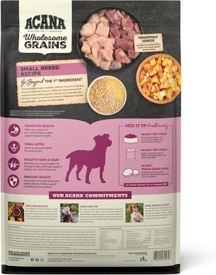 Show full view: ACANA Wholesome Grains Small Breed Real Chicken Eggs & Turkey Dry Dog Food, 11.5-lb bag slide 3 of 14
