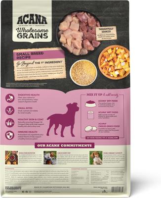 Show full view: ACANA Wholesome Grains Small Breed Real Chicken Eggs & Turkey Dry Dog Food, 4-lb bag slide 3 of 14