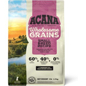 ACANA Wholesome Grains Small Breed Real Chicken Eggs & Turkey Dry Dog Food, 4-lb bag