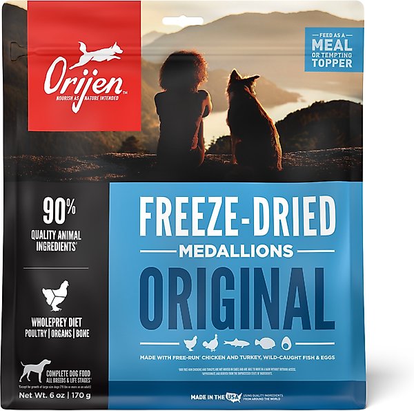 Show full view: ORIJEN Original Grain-Free High-Protein Freeze-Dried Dog Food & Topper, 6-oz bag slide 1 of 14