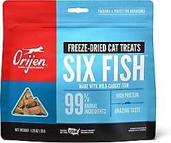 ORIJEN Six Fish Grain-Free High-Protein Raw Animal Ingredients Freeze-Dried Cat Treats, 1.25-oz bag