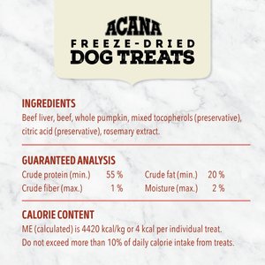 ACANA Singles Beef & Pumpkin Grain-Free Limited Ingredients & Freeze-Dried Dog Treats, 3.25-oz bag