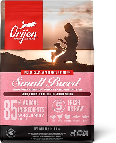 Show full view: ORIJEN Small Breed Grain-Free High-Protein Dry Dog Food, 4-lb bag slide 1 of 14