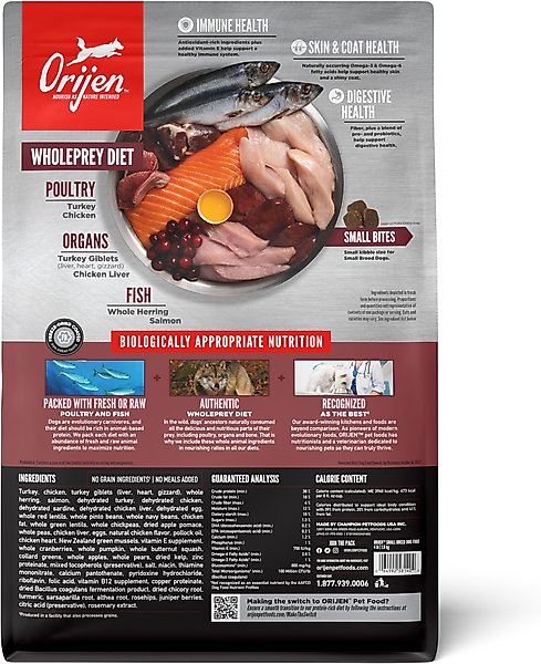 Show full view: ORIJEN Small Breed Grain-Free High-Protein Dry Dog Food, 4-lb bag slide 3 of 14