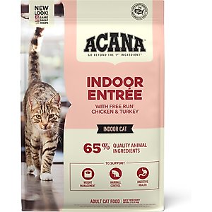 ACANA Indoor Entree Chicken Turkey Whole Herring & Rabbit Dry Cat Food, 10-lb bag