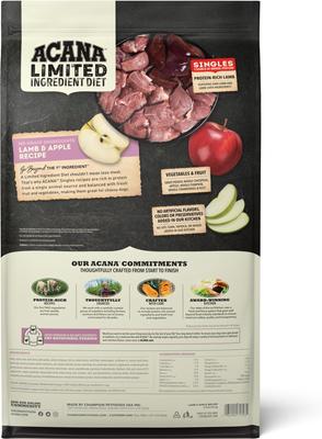 Show full view: ACANA Singles Limited Ingredient Lamb & Apple Grain-Free High-Protein Dry Dog Food, 22.5-lb bag slide 3 of 14