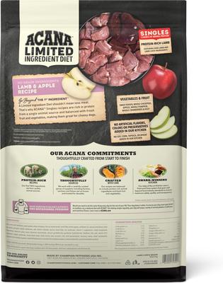 Show full view: ACANA Singles Limited Ingredient Lamb & Apple Grain-Free High-Protein Dry Dog Food, 13-lb bag slide 3 of 14