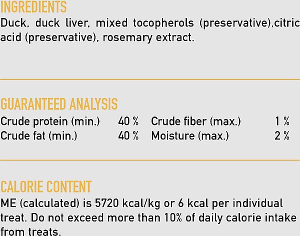 Show full view: ORIJEN Free Run Duck Grain-Free High-Protein Freeze-Dried Dog Treats, 3.25-oz bag slide 6 of 10
