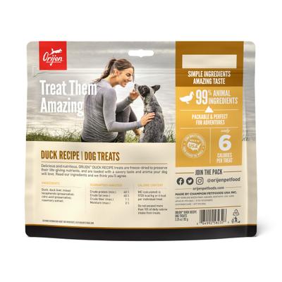 Show full view: ORIJEN Free Run Duck Grain-Free High-Protein Freeze-Dried Dog Treats, 3.25-oz bag slide 3 of 10