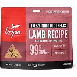 ORIJEN Grass Fed Lamb Grain-Free High-Protein Freeze-Dried Dog Treats, 3.25-oz bag