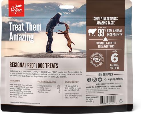 Show full view: ORIJEN Regional Red Grain-Free High-Protein Freeze-Dried Dog Treats, 3.25-oz bag slide 3 of 10