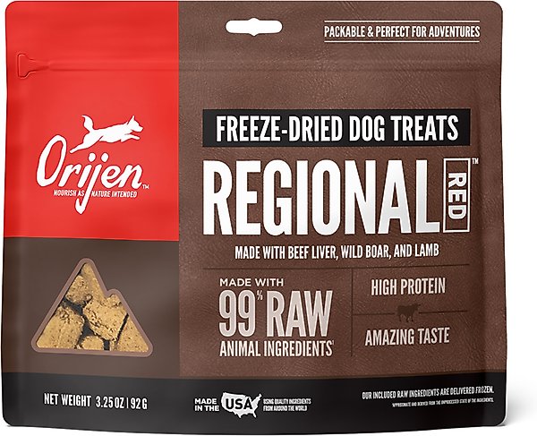 Show full view: ORIJEN Regional Red Grain-Free High-Protein Freeze-Dried Dog Treats, 3.25-oz bag slide 1 of 10