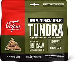 ORIJEN Tundra Grain-Free High-Protein Raw Animal Ingredients Freeze-Dried Cat Treats, 1.25-oz bag