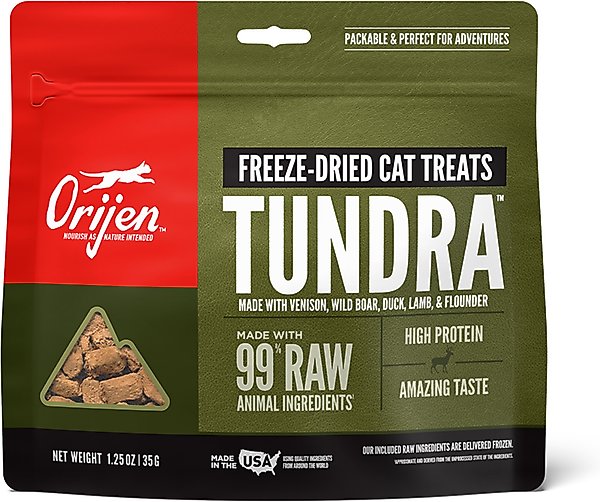 ORIJEN Tundra Grain-Free High-Protein Raw Animal Ingredients Freeze-Dried Cat Treats