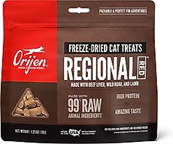 ORIJEN Regional Red Grain-Free High-Protein Raw Animal Ingredients Freeze-Dried Cat Treats, 1.25-oz bag