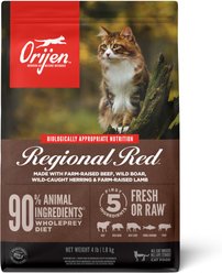 ORIJEN Regional Red Grain-Free High-Protein Premium Dry Cat Food, 4-lb bag