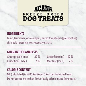 ACANA Singles Lamb & Apple Formula Grain-Free Freeze-Dried Dog Treats, 3.25-oz bag
