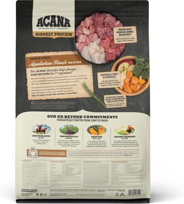 Show full view: ACANA Appalachian Ranch Highest Protein Grain-Free Dry Dog Food, 4.5-lb bag slide 3 of 14