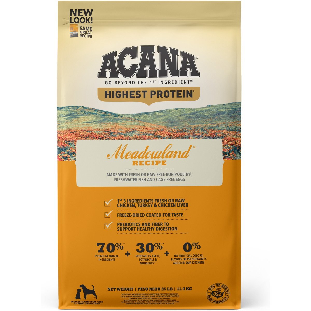 ACANA Meadowland Regional Formula Dry Dog Food, 25-lb bag