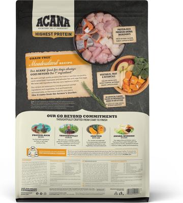 Show full view: ACANA Meadowland Highest Protein Grain-Free Dry Dog Food, 4.5-lb bag slide 3 of 14