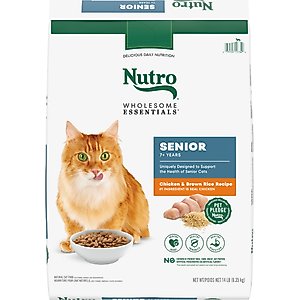 Nutro Wholesome Essentials Chicken & Brown Rice Recipe Senior Dry Cat Food, 14-lb bag