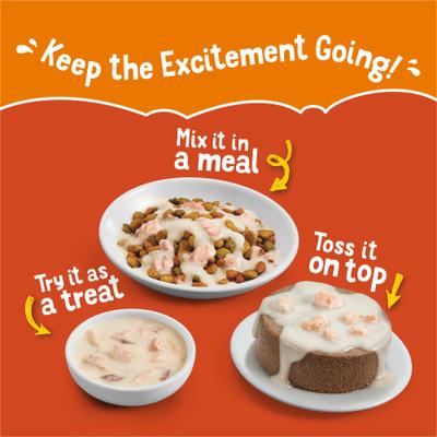 Show full view: Friskies Complement Variety Pack Lil' Soups with Salmon & Chicken & Shrimp Grain-Free Wet Cat Food Topper, 1.2-oz tray, case of 8 slide 5 of 9