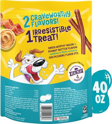 Show full view: Beggin' Flavor Stix with Bacon & Peanut Butter Flavor Soft & Chewy Dog Treats, 40-oz pouch slide 3 of 11