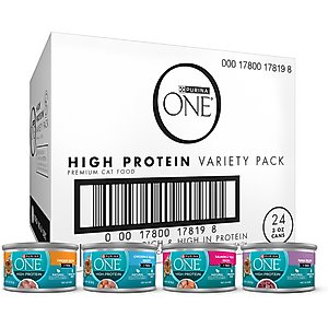 Purina ONE Natural Chicken, Tuna, Salmon & Trout Variety Pack High Protein Wet Cat Food, 3-oz, case of 24