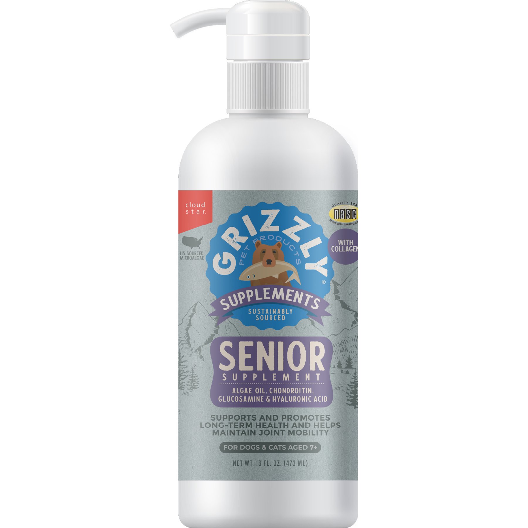 Grizzly Life Stage Liquid Health Supplement for Senior Dogs, 16-fl oz bottle