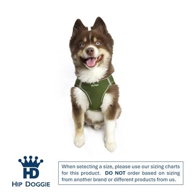Show full view: Hip Doggie EZ Reflective Dog Harness, Olive Green, Medium slide 3 of 9