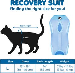 Vila Breathable Onesie Spay Post Surgery Recovery Cat Cone Suit Collar, Blue, Large slide 2 of 3