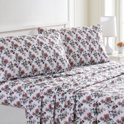 Show full view: MODERN THREADS Soft Microfiber Solid Bed Sheet Set, Vintage Roses, Queen slide 2 of 4