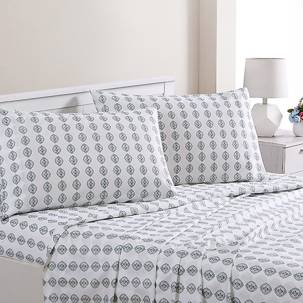 Show full view: MODERN THREADS Soft Microfiber Solid Bed Sheet Set, Floral Damask, Twin slide 2 of 4