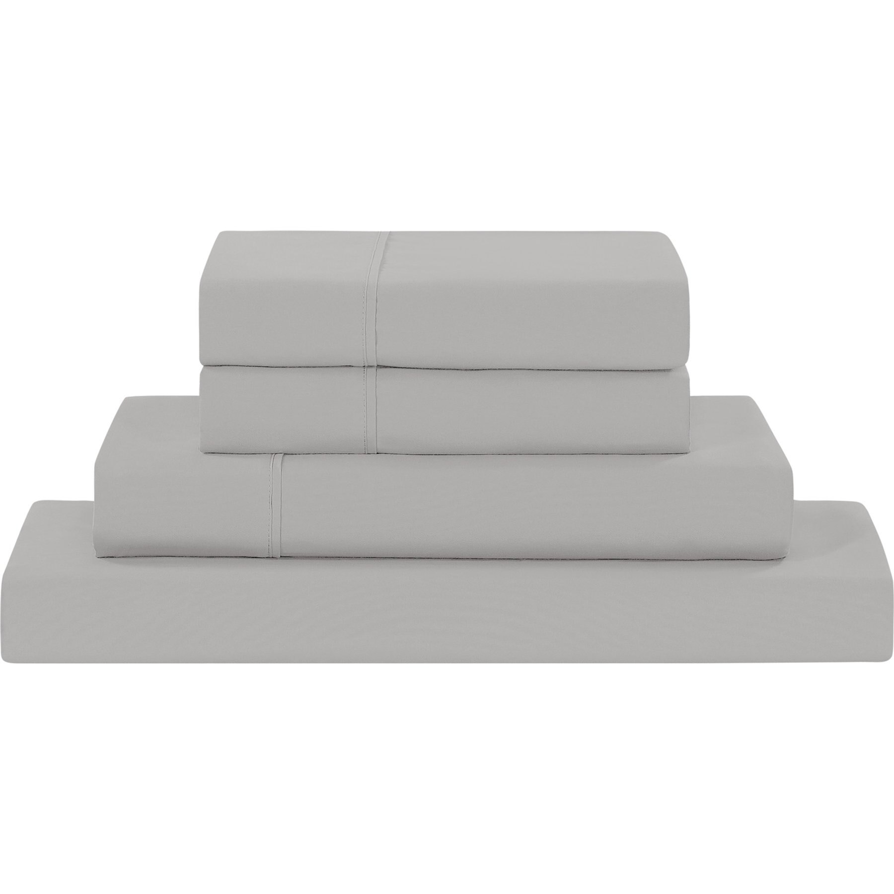 MODERN THREADS Soft Microfiber Solid Bed Sheet Set, Light Grey, Full