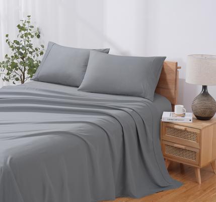 Show full view: MODERN THREADS Soft Microfiber Solid Bed Sheet Set, Grey, Queen slide 2 of 7
