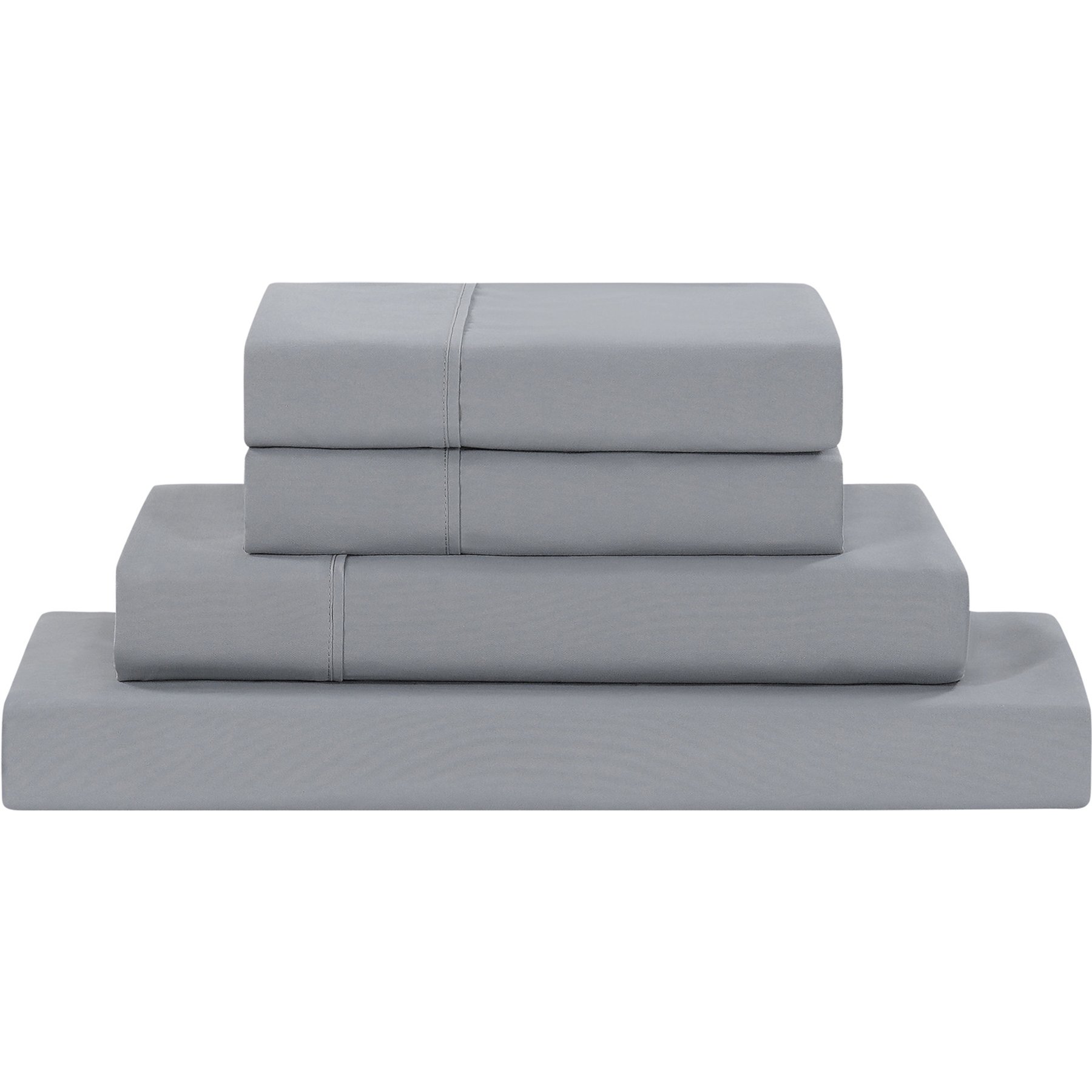 MODERN THREADS Soft Microfiber Solid Bed Sheet Set, Grey, California King