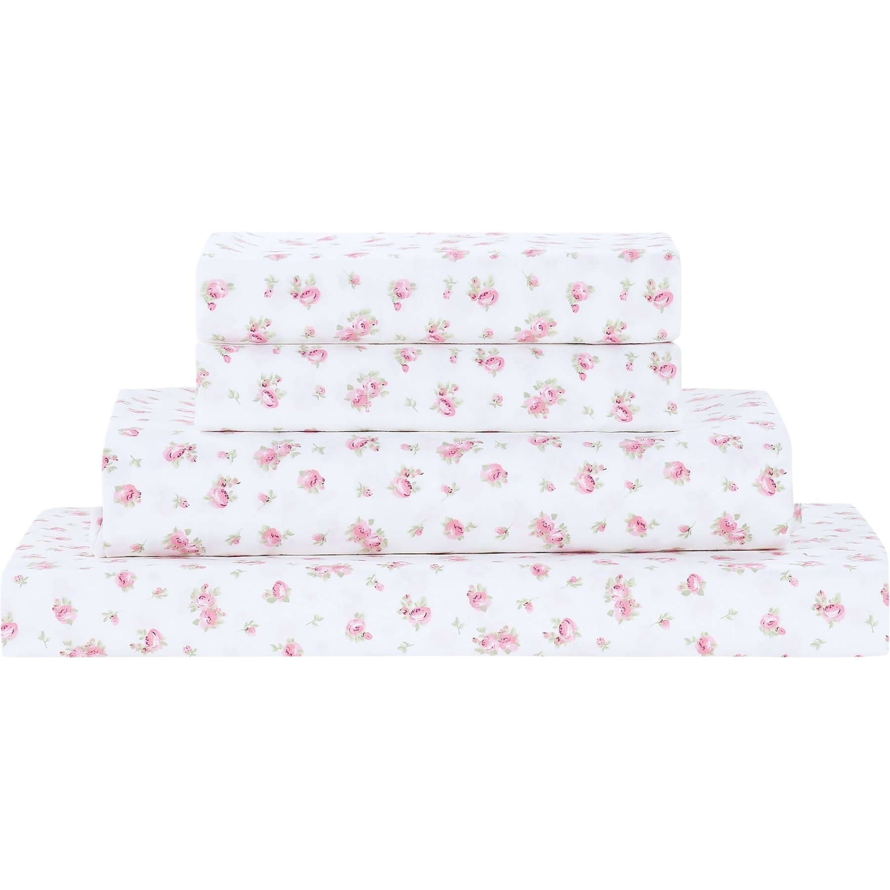 MODERN THREADS Soft Microfiber Solid Bed Sheet Set, Roses on Ivory, King