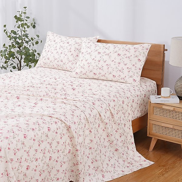 Show full view: MODERN THREADS Soft Microfiber Solid Bed Sheet Set, Floral Rose, Twin slide 2 of 7