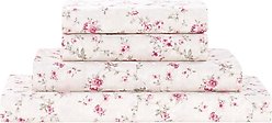 MODERN THREADS Soft Microfiber Solid Bed Sheet Set, Floral Rose, King slide 1 of 6