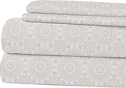 MODERN THREADS Soft Microfiber Solid Bed Sheet Set, Light Brown Medallion, King slide 1 of 3