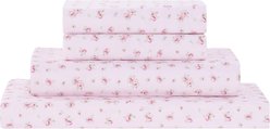 MODERN THREADS Soft Microfiber Solid Bed Sheet Set, Roses on Blush, Queen