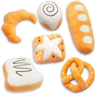 SunGrow SunGrow Interactive Bread Plush Indoor Fetch & Play Cat Dental Chew Toy with Catnip, 6 count