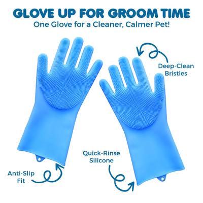 Show full view: SunGrow Cat & Dog Washing Gloves, Pet Grooming Silicone Bath Scrubber & Massager Brush, Household Cleaning Supplies slide 3 of 8