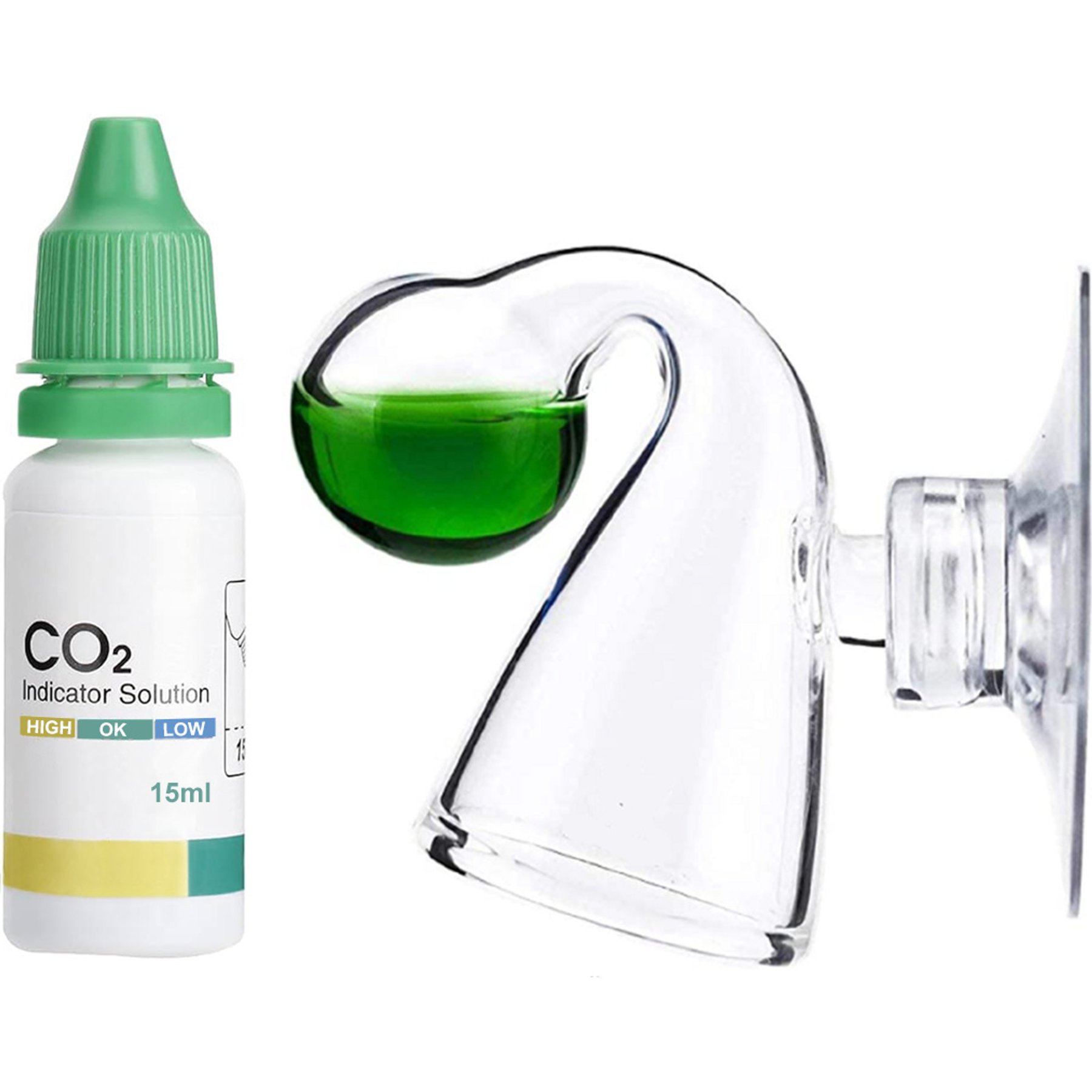SunGrow Glass Drop Checker with Solution for Betta Fish Tank Plants, Aquarium CO2 Indicator Kit